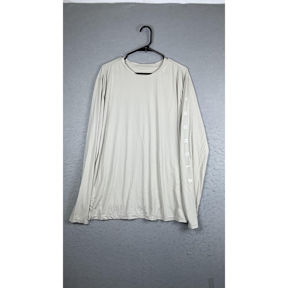 YoungLA Shirt Mens 2XL Beige Long Sleeve Lightweight Athletic‎ Training Top